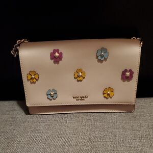 Kate Spade Beige Crossbody Bag with Colorful Floral Accents